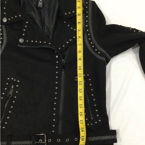 Aqua Jacket Women’s Size Small Color Black Faux Suede Moto Jacket With Studs - Picture 12 of 13